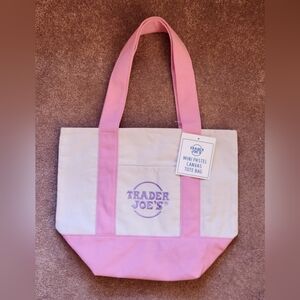 Trader Joe's canvas mini-tote bag Pastel Pink